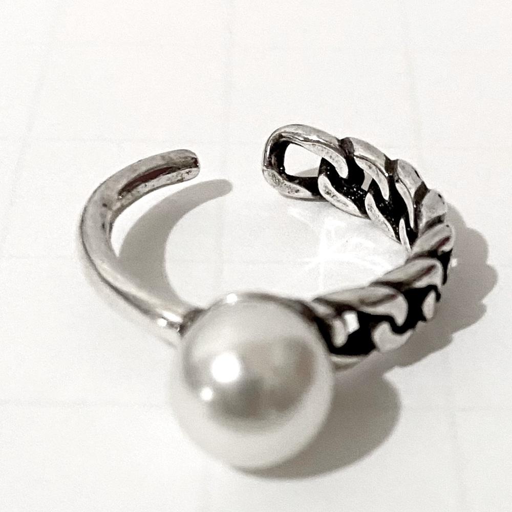 NEW STERLING SILVER ADJUSTABLE PEARL RING